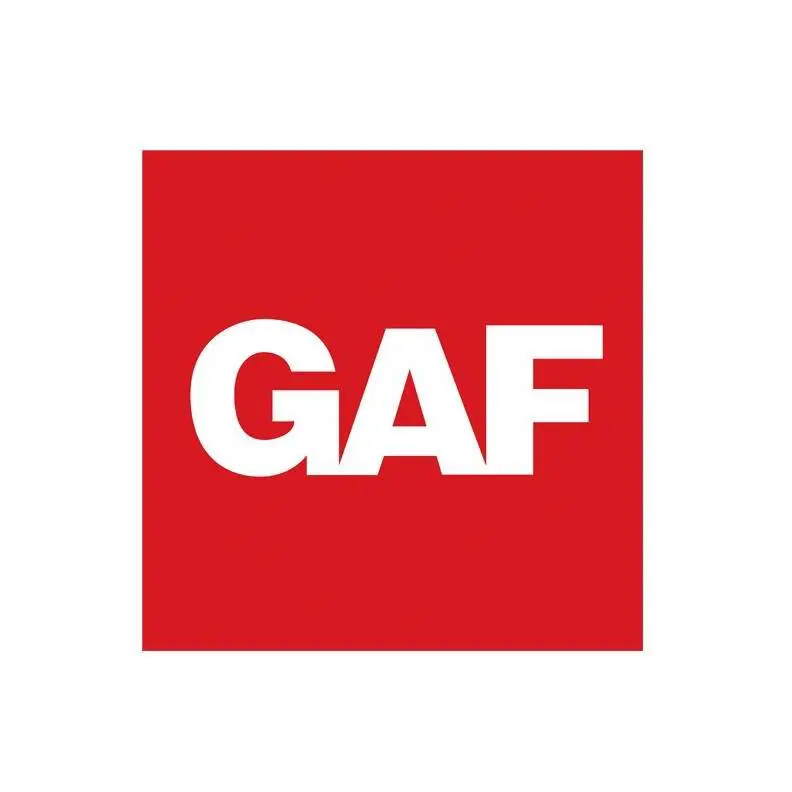 GAF logo with white letters on red square background