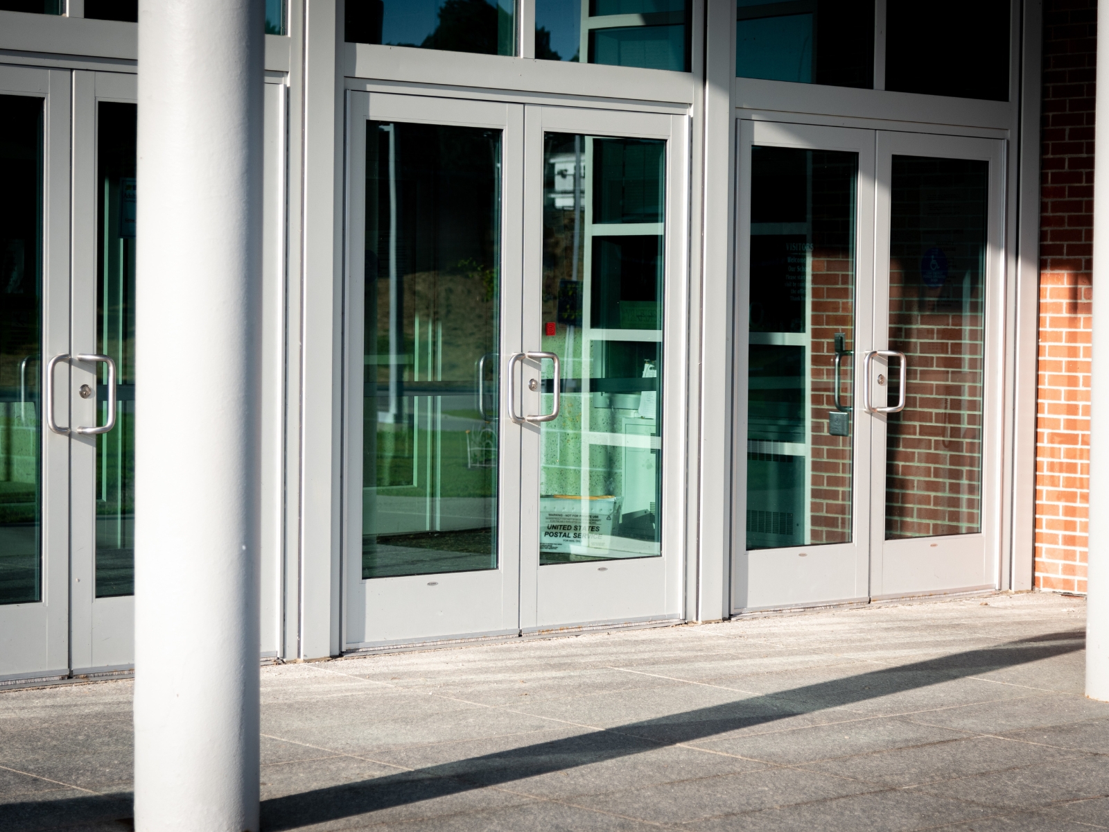 Sets of large glass commercial doors